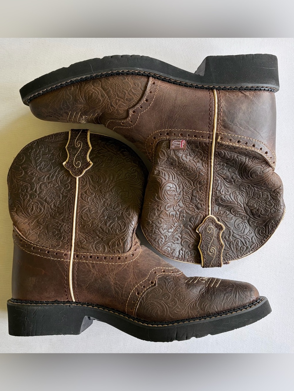 Justin Gypsy L9618 Women’s Western Cowboy Boots Brown Leather Floral 11B